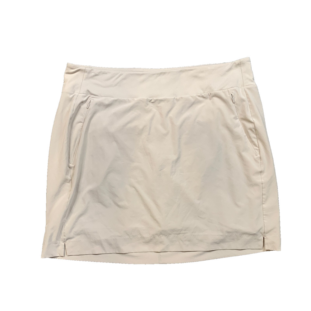 Athleta Skort Womens 16T Tall Beige Soho Pull On Zip Pocket Inner Shorts Stretch
